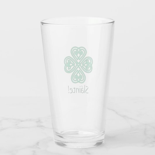 Sláinte Irish Shamrock Green Lucky Clover Glas (Achterkant)
