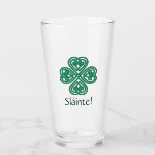 Sláinte Irish Shamrock Green Lucky Clover Glas