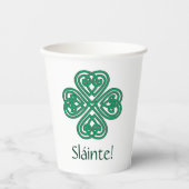 Sláinte Irish Shamrock Green Lucky Clover M Papieren Bekers (Voorkant)