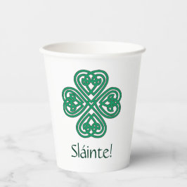 Sláinte Irish Shamrock Green Lucky Clover M Papieren Bekers