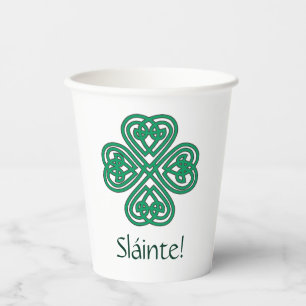 Sláinte Irish Shamrock Green Lucky Clover M Papieren Bekers