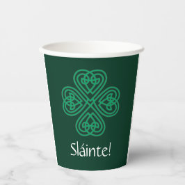 Sláinte Irish Shamrock Green Lucky Clover Papieren Bekers