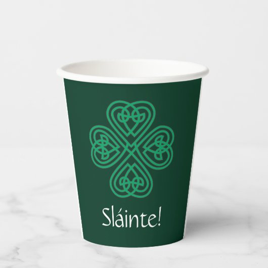 Sláinte Irish Shamrock Green Lucky Clover Papieren Bekers (Voorkant)