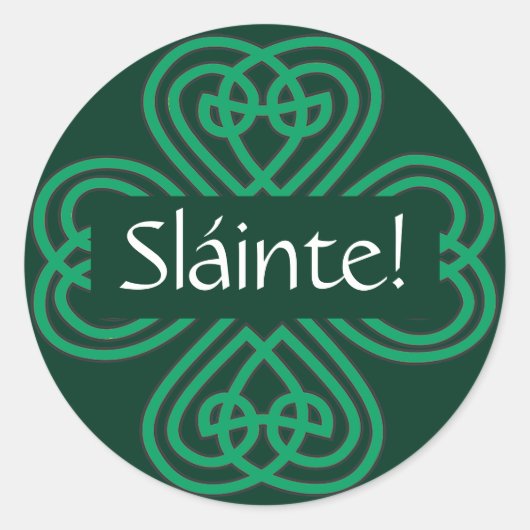 Sláinte Irish Shamrock Green Lucky Clover Ronde Sticker (Voorkant)