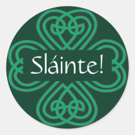 Sláinte Irish Shamrock Green Lucky Clover Ronde Sticker