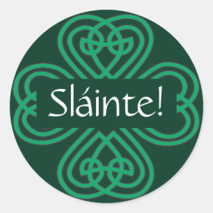 Sláinte Irish Shamrock Green Lucky Clover Ronde Sticker