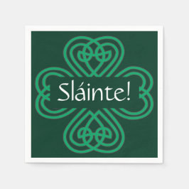 Sláinte Irish Shamrock Green Lucky Clover Servet