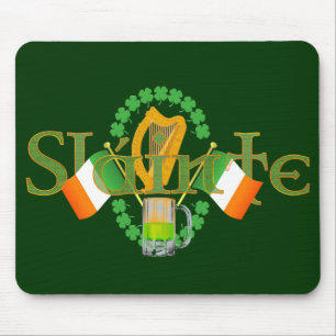 Slainte Irish Toast "Health" St Patricks Day gifte Muismat