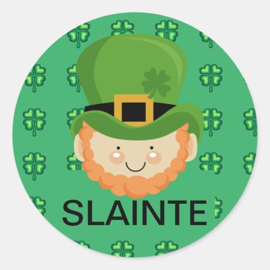Slainte Leprechaun en shamrocks Ronde Sticker (Voorkant)