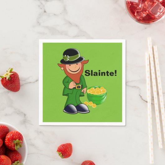 Slainte! Leprechaun, St. Patrick's Day Napkins Servet (Insitu)