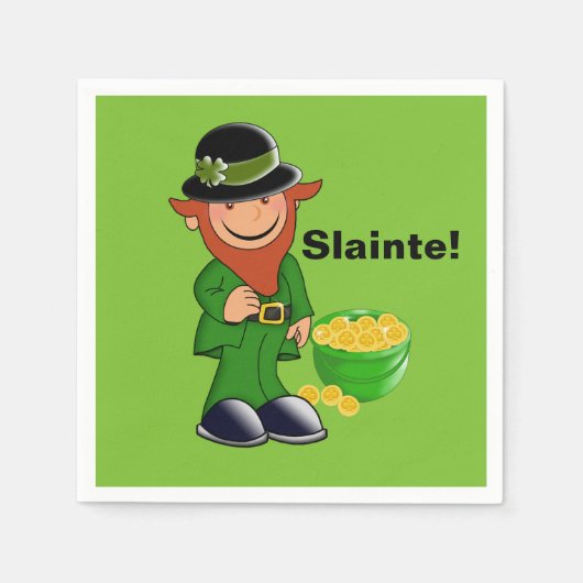 Slainte! Leprechaun, St. Patrick's Day Napkins Servet (Voorkant)