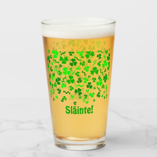 Sláinte Lucky Ierse Shamrocks Persoonlijke Pint Glas (Achterkant gevuld)