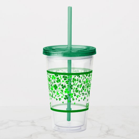 Sláinte Lucky Irish Shamrocks Design Personalized Acryl Drinkbeker (Rechts)
