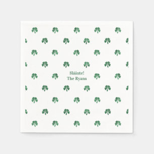 Sláinte Lucky Shot Painterly Clover Ierse bruiloft Servet