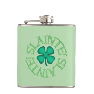 Slainte met klaver groene verpakte fles heupfles