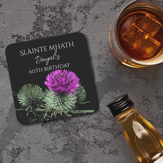 Slàinte mhath Thistle Verjaardag Kartonnen Onderzetters