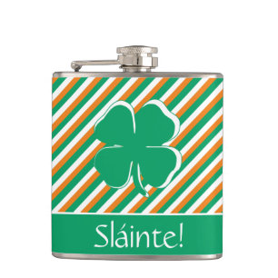 Sláinte Modern Green Sinaasappel Stripes Irish Sh Heupfles