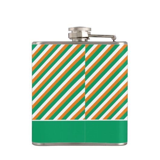 Sláinte Modern Green Sinaasappel Stripes Irish Sha Heupfles (Achterkant)