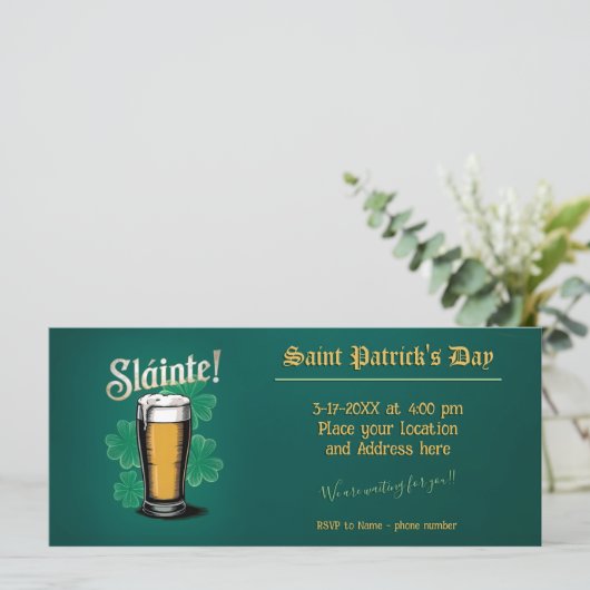 Slàinte! Saint Patrick's Day Pint van bier op groe (Staand voorkant)