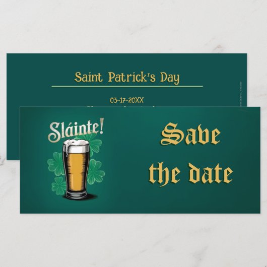 Slàinte! Saint Patrick's Day Pint van bier op groe (Voorkant / Achterkant)