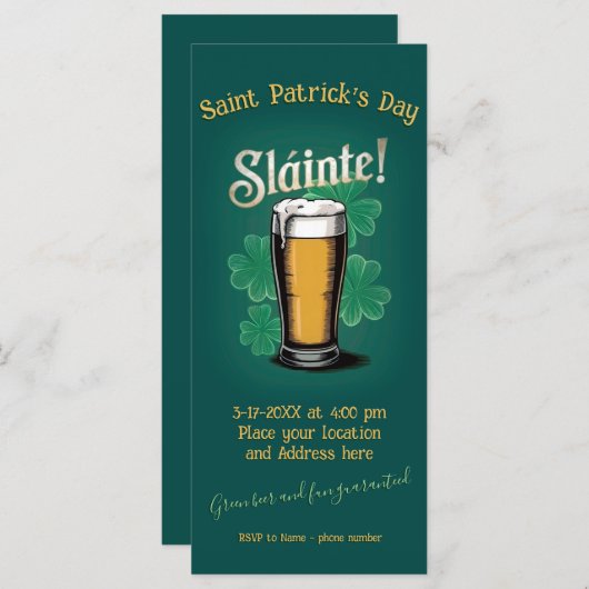 Slàinte! Saint Patrick's Day Pint van bier op groe (Voorkant / Achterkant)