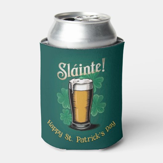 Slàinte! Saint Patrick's Day Pint van bier op groe Blikjeskoeler (Blikje Voorkant)