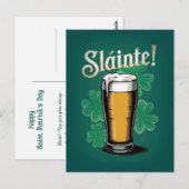 Slàinte! Saint Patrick's Day Pint van bier op groe Briefkaart (Voorkant / Achterkant)
