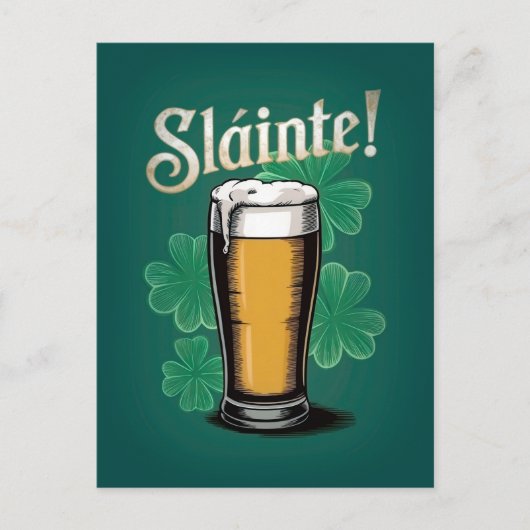 Slàinte! Saint Patrick's Day Pint van bier op groe Briefkaart (Voorkant)