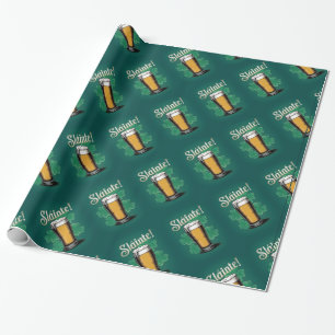 Slàinte! Saint Patrick's Day Pint van bier op groe Cadeaupapier