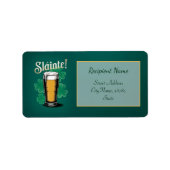 Slàinte! Saint Patrick's Day Pint van bier op groe Etiket (Voorkant)