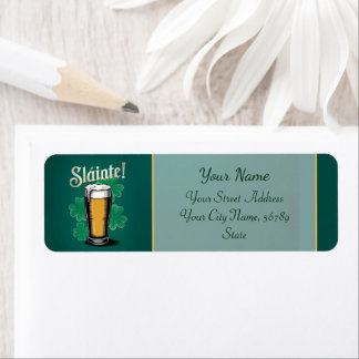 Slàinte! Saint Patrick's Day Pint van bier op groe Etiket