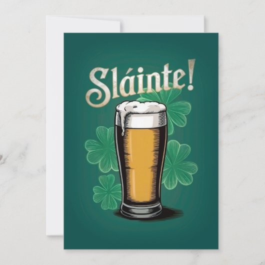 Slàinte! Saint Patrick's Day Pint van bier op groe Kaart (Voorkant)