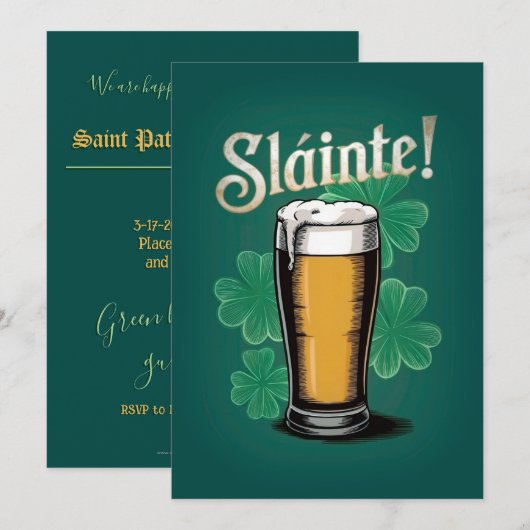 Slàinte! Saint Patrick's Day Pint van bier op groe Kaart (Voorkant / Achterkant)