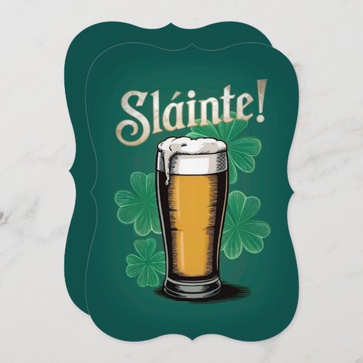 Slàinte! Saint Patrick's Day Pint van bier op groe Kaart (Voorkant / Achterkant)