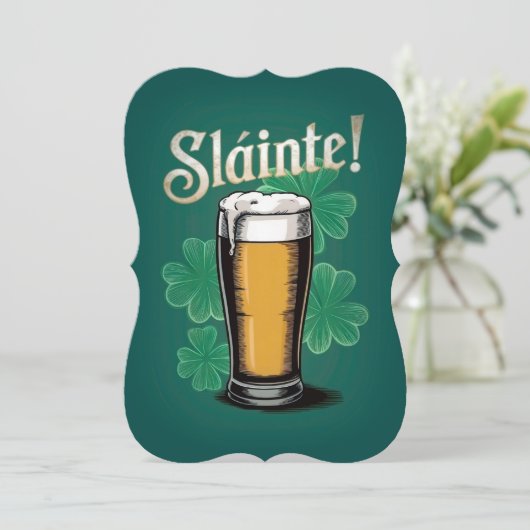 Slàinte! Saint Patrick's Day Pint van bier op groe Kaart (Staand voorkant)