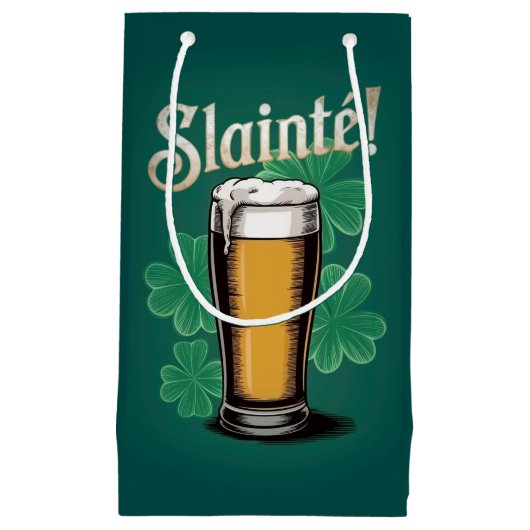 Slàinte! Saint Patrick's Day Pint van bier op groe Klein Cadeauzakje (Voorkant)