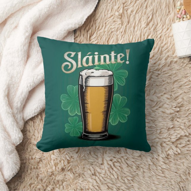 Slàinte! Saint Patrick's Day Pint van bier op groe Kussen (Deken)
