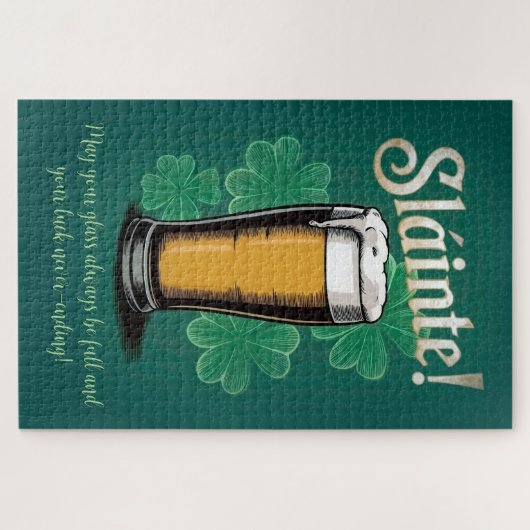 Slàinte! Saint Patrick's Day Pint van bier op groe Legpuzzel (Horizontaal)