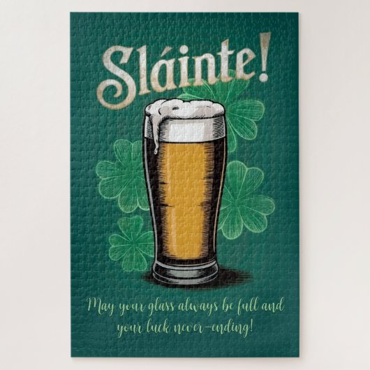 Slàinte! Saint Patrick's Day Pint van bier op groe Legpuzzel (Verticaal)