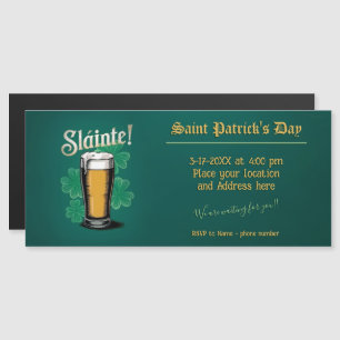 Slàinte! Saint Patrick's Day Pint van bier op groe Magnetische Uitnodiging