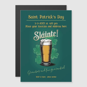 Slàinte! Saint Patrick's Day Pint van bier op groe Magnetische Uitnodiging