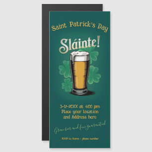 Slàinte! Saint Patrick's Day Pint van bier op groe Magnetische Uitnodiging
