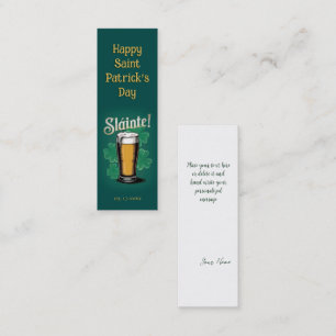 Slàinte! Saint Patrick's Day Pint van bier op groe Mini Visitekaartje