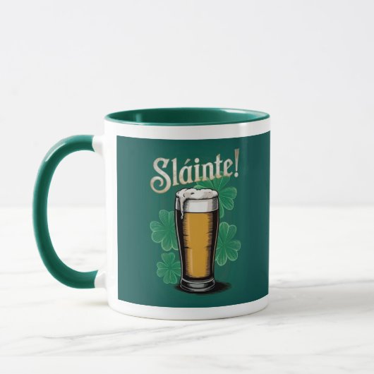 Slàinte! Saint Patrick's Day Pint van bier op groe Mok (Links)