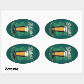 Slàinte! Saint Patrick's Day Pint van bier op groe Ovale Sticker (Vel)