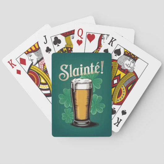 Slàinte! Saint Patrick's Day Pint van bier op groe Pokerkaarten (Achterkant)