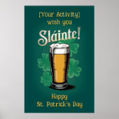 Slàinte! Saint Patrick's Day Pint van bier op groe Poster (Voorkant)