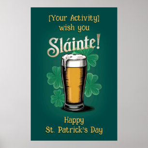 Slàinte! Saint Patrick's Day Pint van bier op groe Poster
