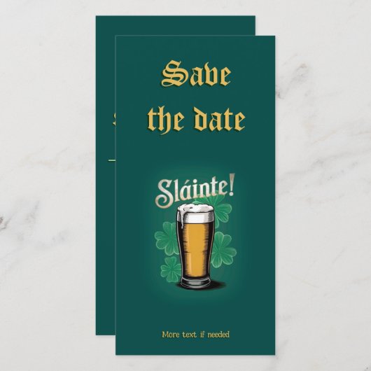 Slàinte! Saint Patrick's Day Pint van bier op groe Save The Date (Voorkant / Achterkant)