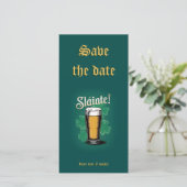 Slàinte! Saint Patrick's Day Pint van bier op groe Save The Date (Staand voorkant)